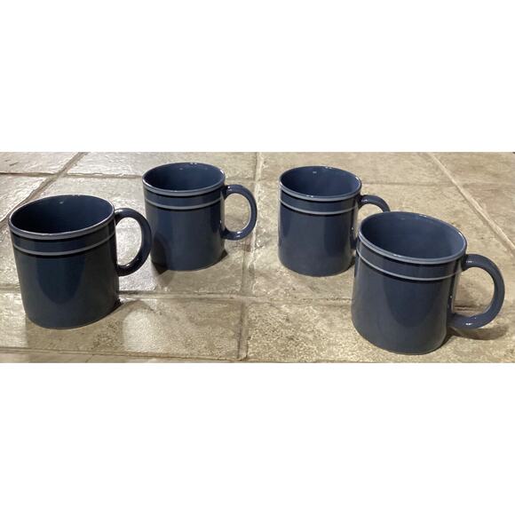 Set of 4 JMP Chromatics Stonewear Cups Mugs Vintage ~ Striped Coffee Mugs - Picture 1 of 8